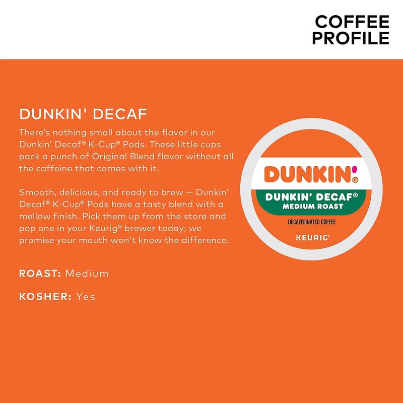 Dunkin Donuts Dunkin' Donuts Decaf Keurig® Single-Serve K-Cup® Pods, Medium Roast, Box of 44 K-Cup® Pods - Image 5